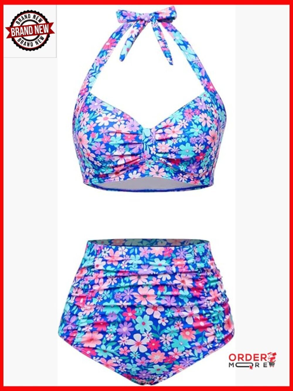 Women's Vintage High Waisted Bikini Set Tummy Control Swimwear